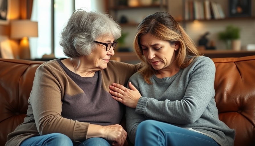 Caring scene of two women highlighting mental health support.