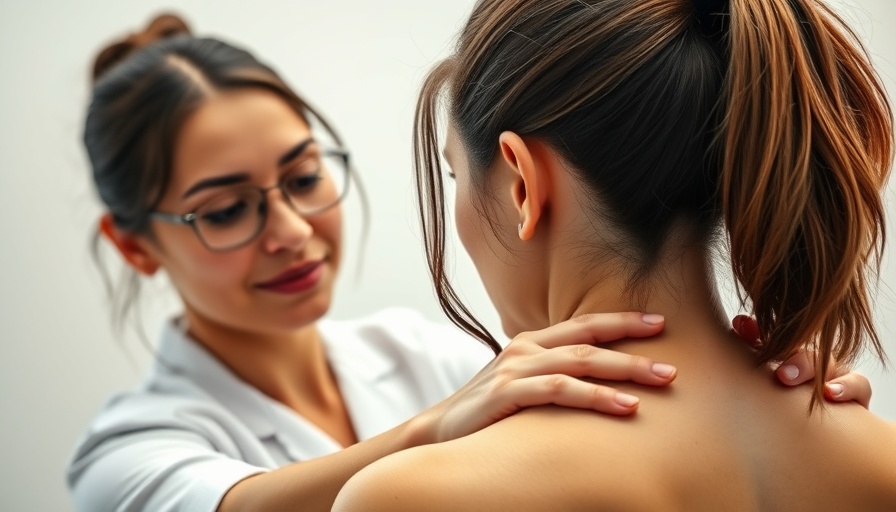 Chiropractor performs back adjustment in clinic for relief of neck and back pain