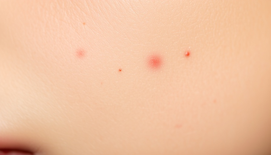 Close-up of skin with rash treatment process.