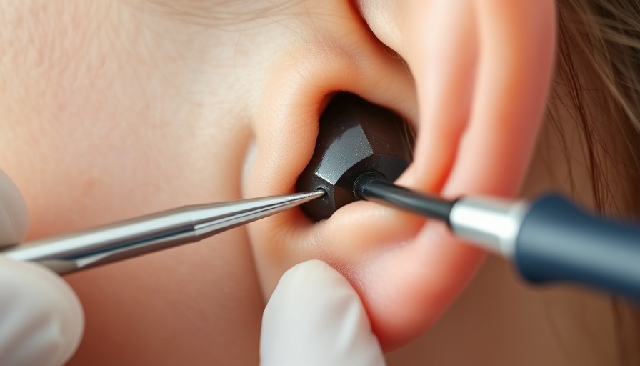 Blackhead treatment procedure close-up on ear.