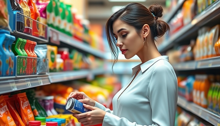 Young woman shopping for healthy food in a grocery store.
