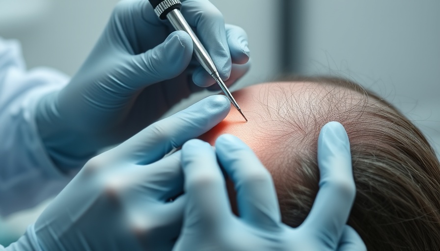 Close-up of pilar cyst removal procedure on scalp.