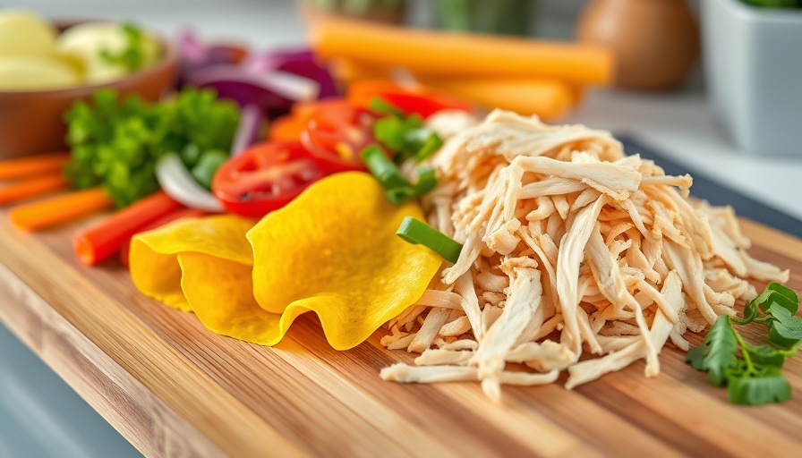 Ingredients for cold noodles neatly arranged on a cutting board.