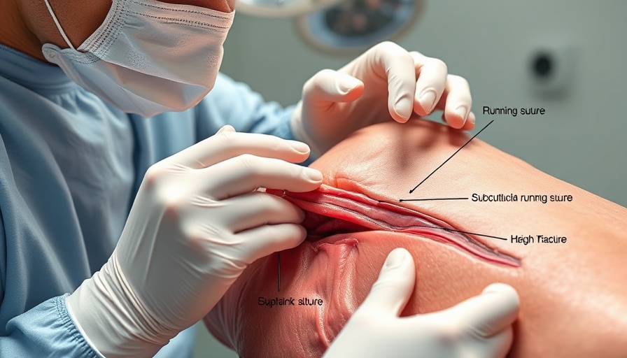Instructional image of hidden stitches in foot surgery with medical professional.