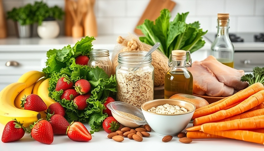 Mediterranean diet ingredients ideal for IBS patients, healthy and fresh.