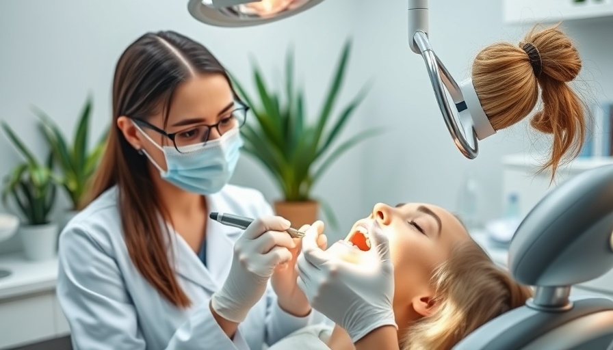 Dentist examining patient, dental care setting, modern office