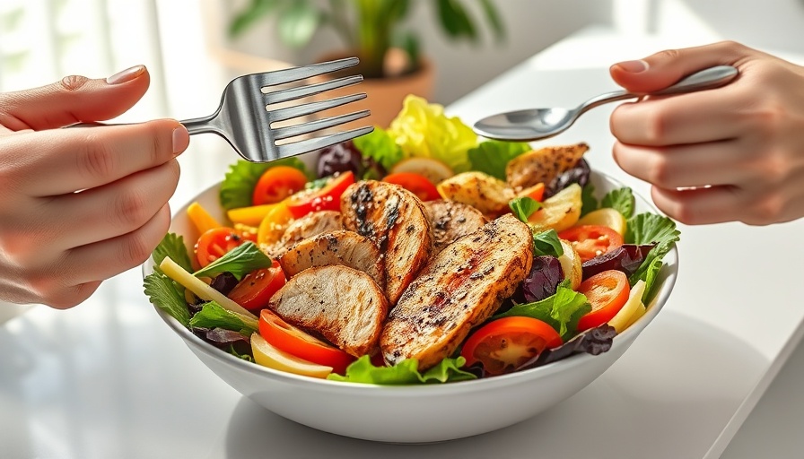 Nutritious salad bowl with vegetables and chicken represents essential nutrients for health.
