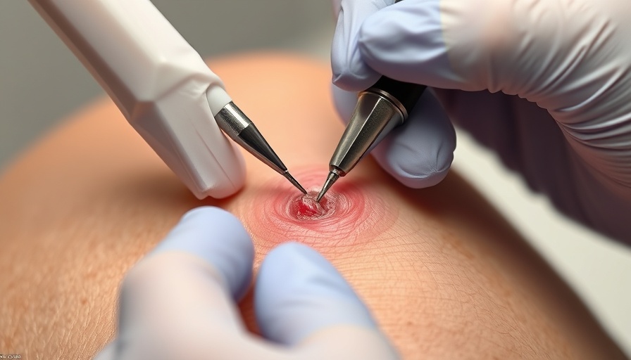 Close-up image of skin biopsy procedure for skin rash diagnosis.