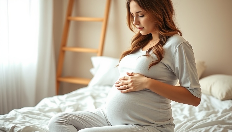 Serene pregnant woman considering health care for pregnant women in cozy bedroom.