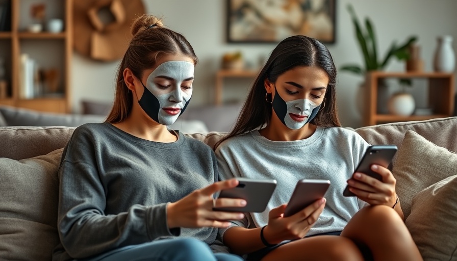 Two women enjoying TikTok skin care routines on a cozy couch.