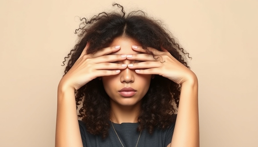 Young woman covering eyes symbolizing gut-brain connection.