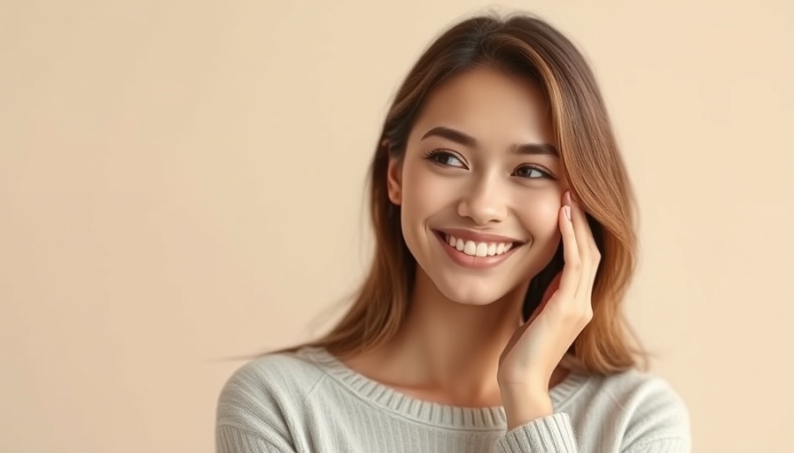 Young woman smiling with healthy skin in natural lighting.
