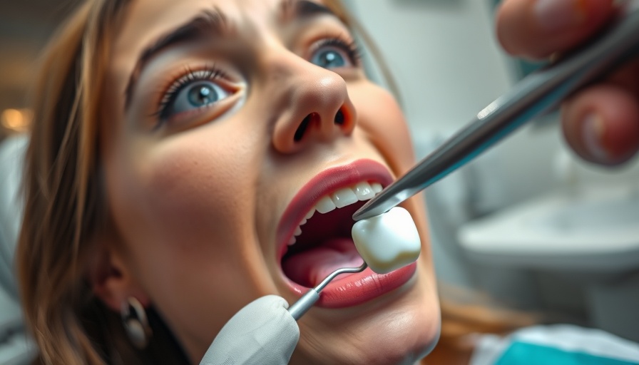 Anxious woman during tooth extraction in dental office.