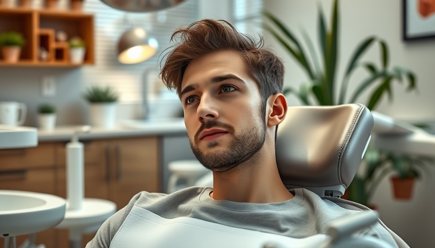 Young man in a dental clinic contemplating dental care.
