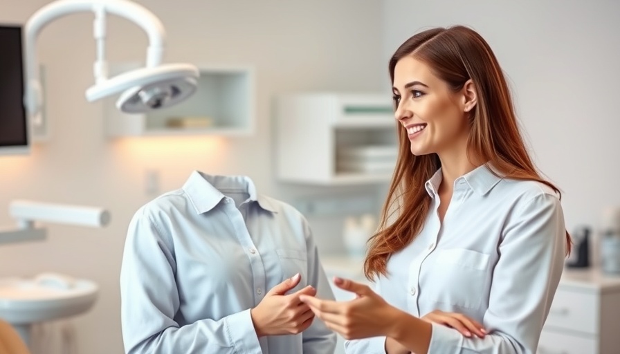 Smiling woman in dental office discussing tooth extraction advice.
