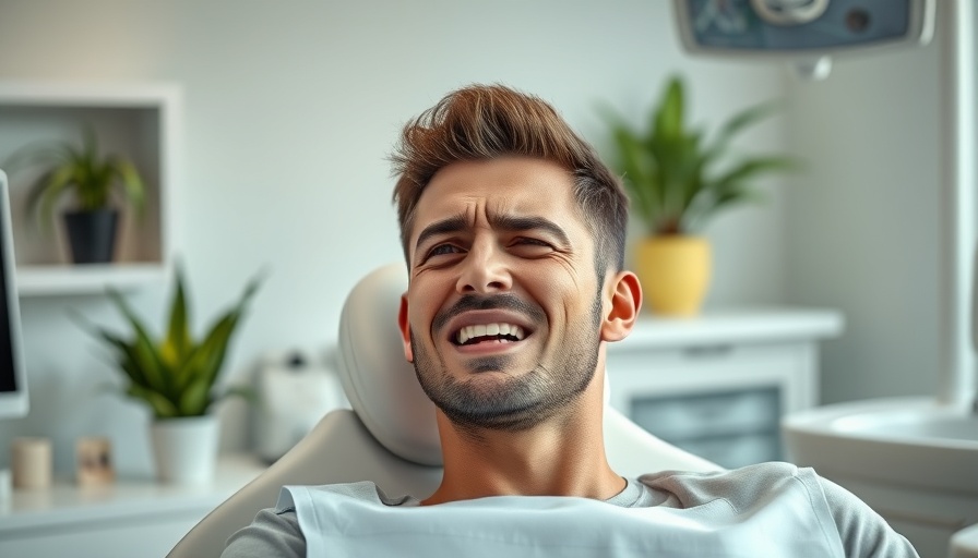 Dental patient expressing discomfort in a dental care setting.