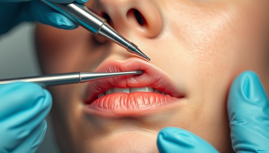 Close-up dermatology consultation procedure on skin rash.