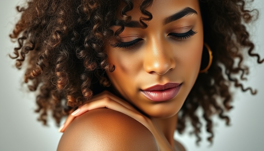 Identify eczema: Woman gently touching shoulder with calm expression.