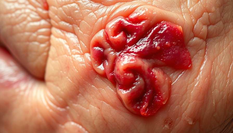 Close-up of skin rash diagnosis showing texture and inflammation.