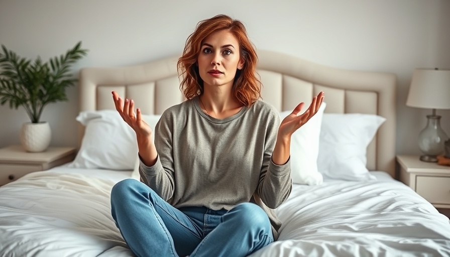 Woman considering weight loss at 40 in a cozy bedroom setting.