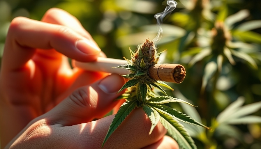 Close-up of hands rolling cannabis highlighting cardiovascular risk.