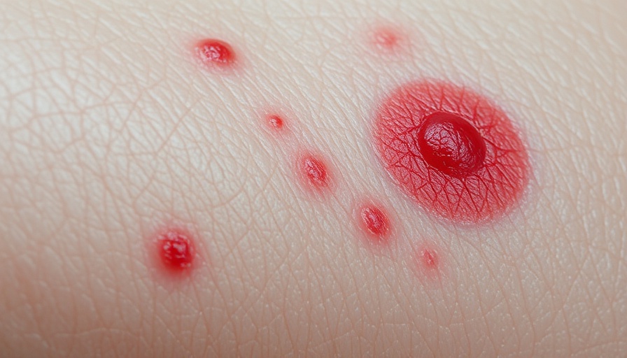 Close-up of skin with rash, showing red, irritated area.