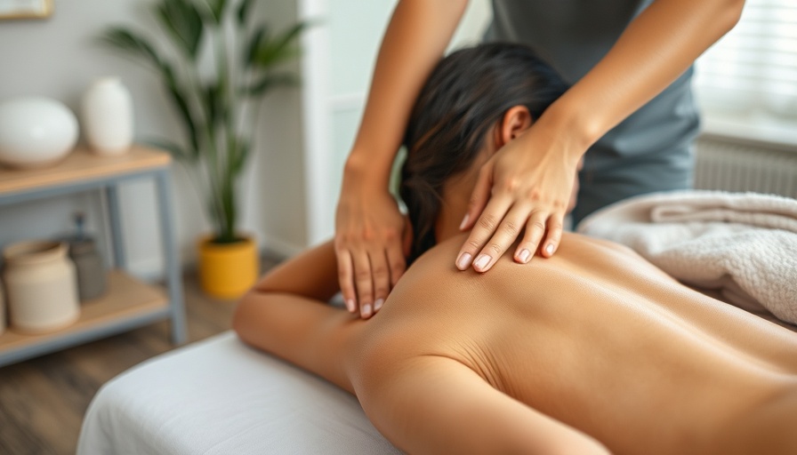 Woman receiving back massage therapy indoors to relieve pain.