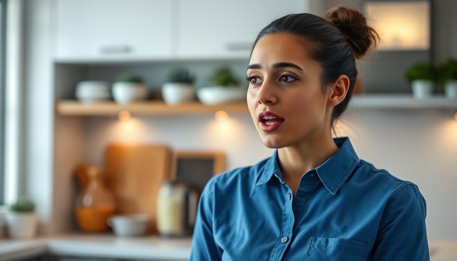 Young woman in kitchen discussing how hormones affect your teeth.