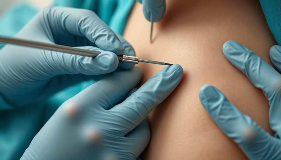 Medical procedure on skin for rash diagnosis, close-up.