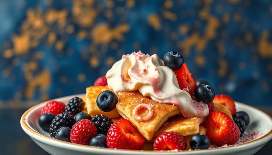 Colorful Kaiserschmarrn recipe with berries and cream.