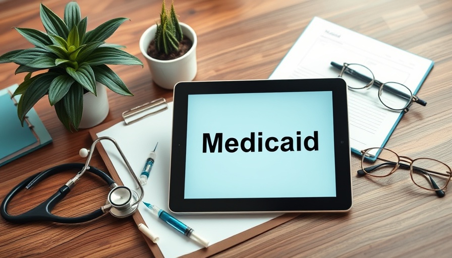 Medicaid Cuts Impact on Health Coverage depicted with medical tools on desk.