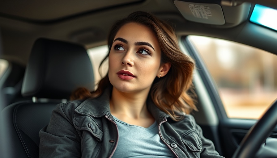 Pregnant woman in a car contemplating the effects of music on health.