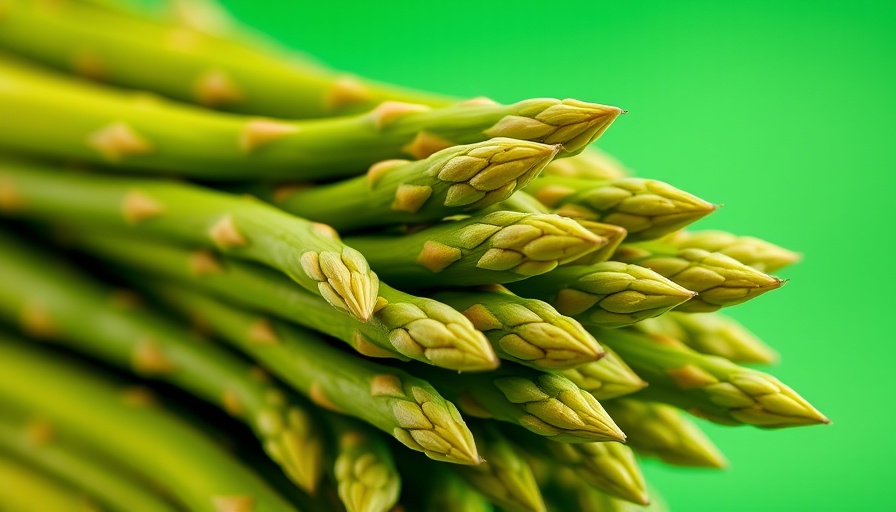Close-up shot of asparagus spears; nutritional benefits of asparagus.