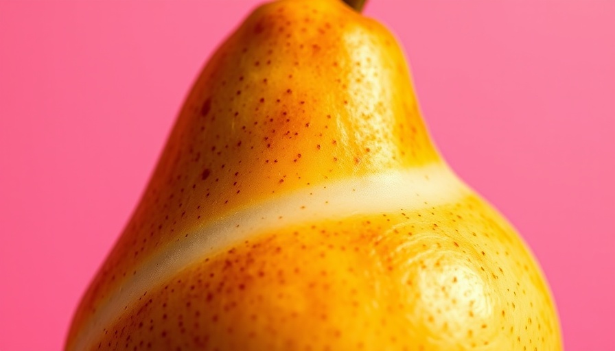 Pear with a tan line representing preventive care for skin cancer