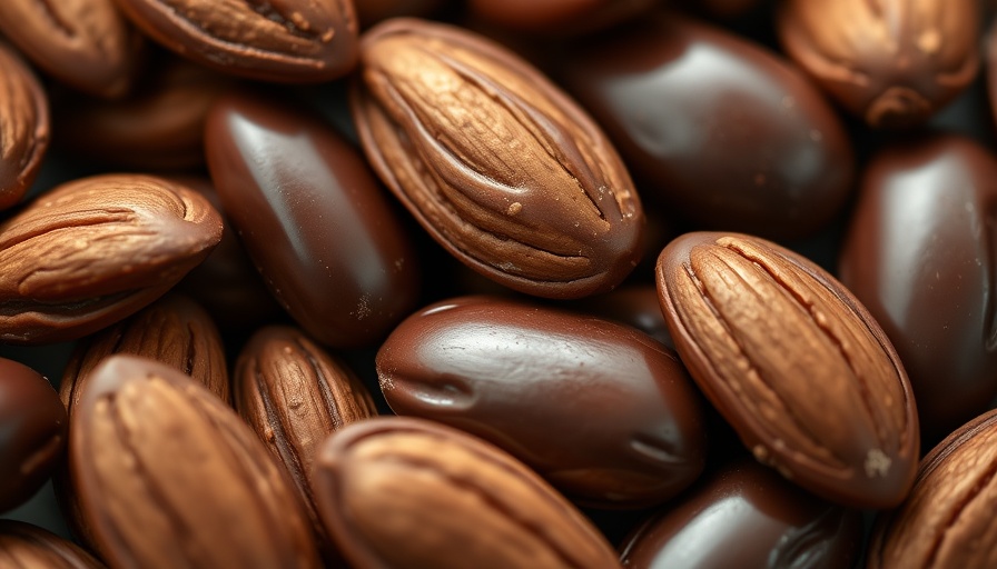 Close-up view of dark chocolate-coated almonds recall.