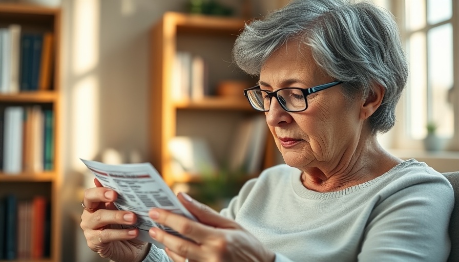 Elderly woman reading medication indoors, highlighting medication risks.
