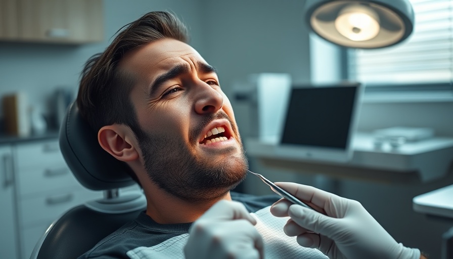 Anxious patient in dental chair during dental care appointment.