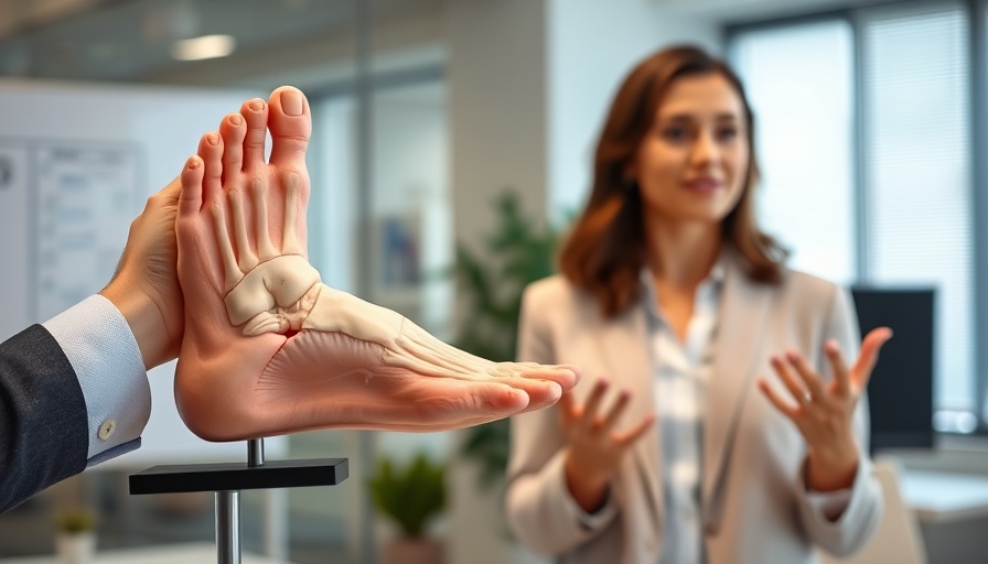 Foot health tips educational presentation with anatomical model.