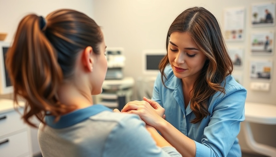 Female chiropractor assisting client with spinal adjustment in clinic.