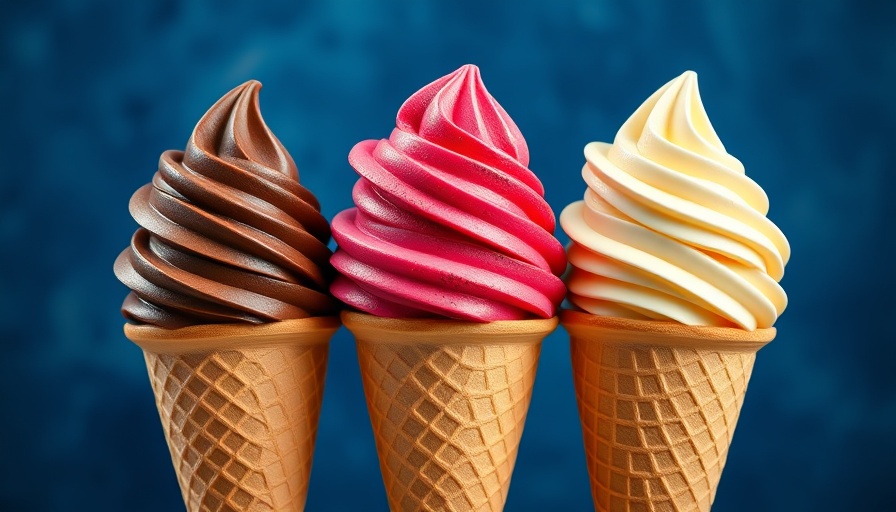 Three healthy ice cream recipes in cones with various flavors.