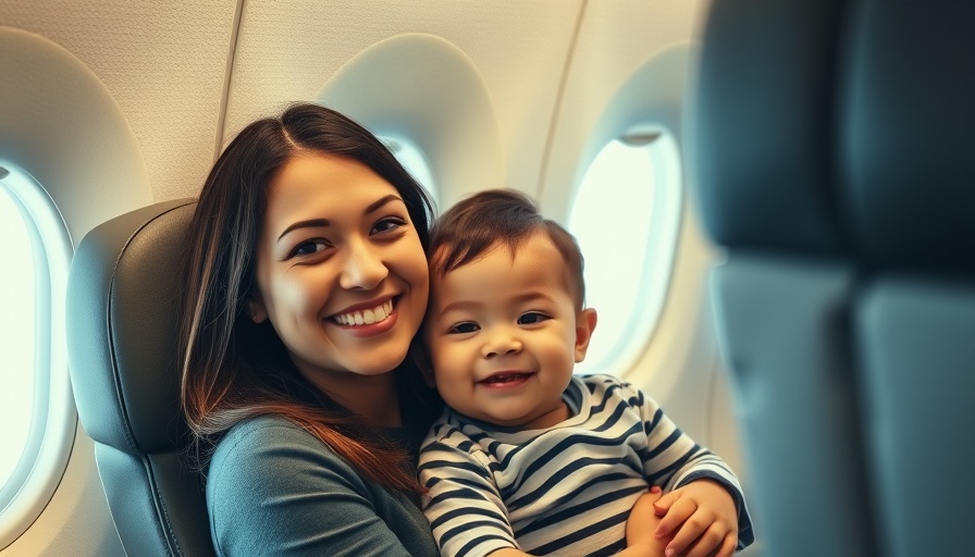 Traveling Healthy with a Toddler: mother and child happily sitting in airplane.