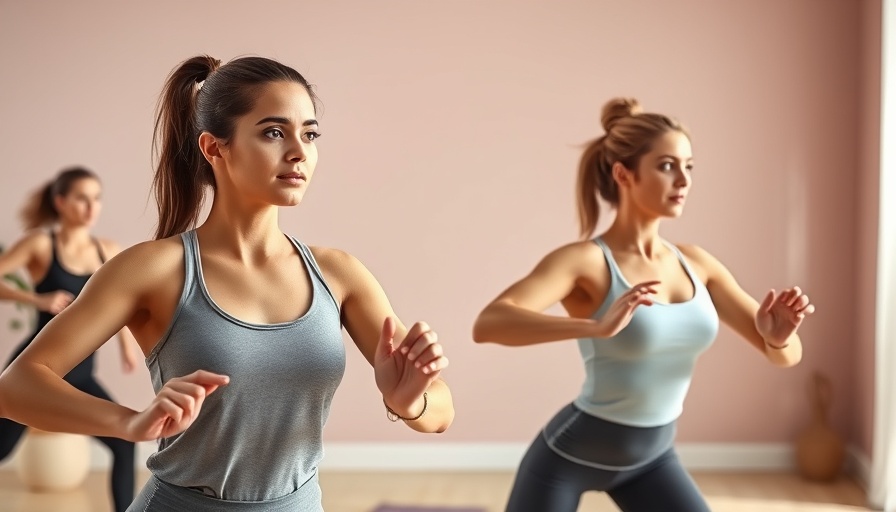 Women doing at-home cardio pilates workouts in a minimalist room.