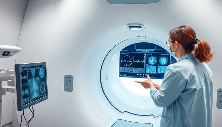Interior view of CT scan machine with professional demonstrating its function.