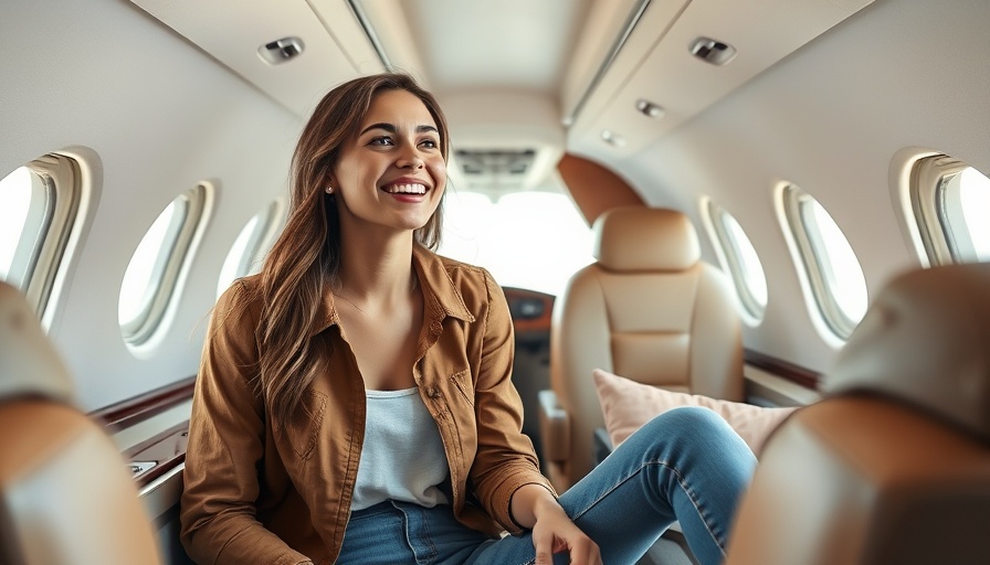 Young woman smiling on a jet with a chipped tooth.