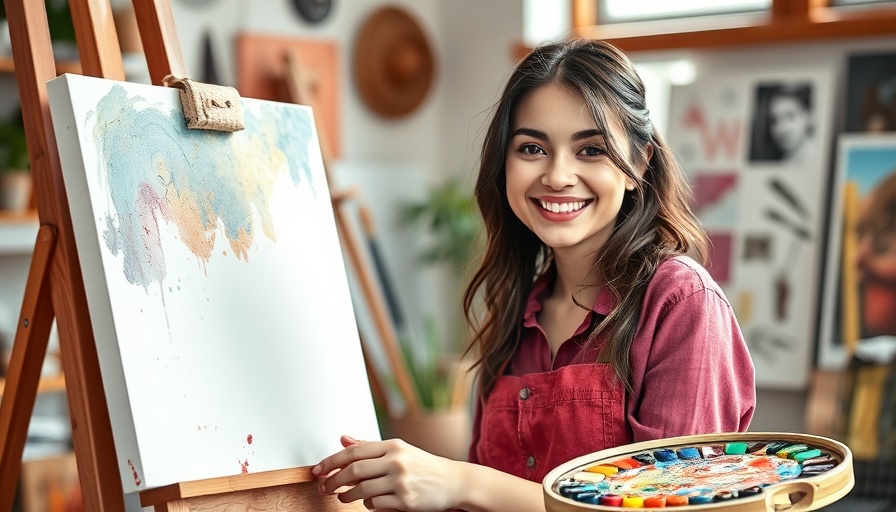 Young woman painting in studio, exploring the longevity benefits of art.