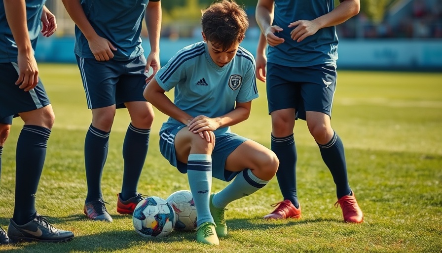 Young player receives help after injury on school soccer field, medical emergencies in schools.