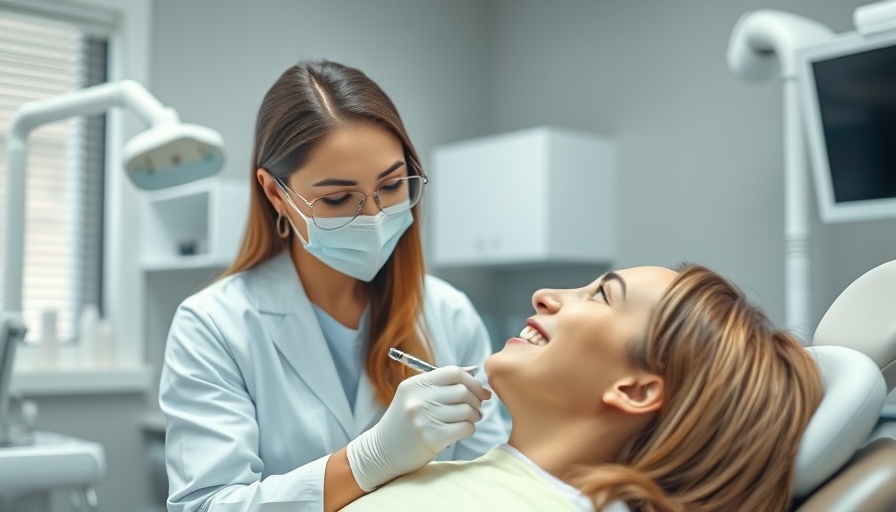 Dentist examining patient during dental care in modern office.