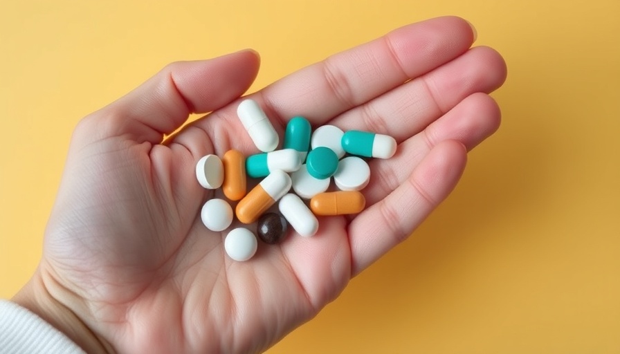 Hand holding antibiotics with water, protecting gut health concept.