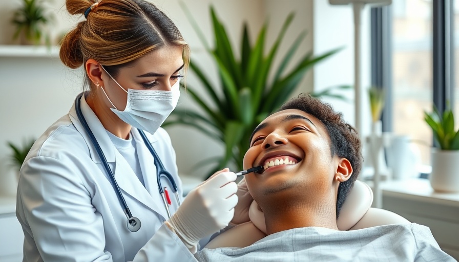 Friendly dentist providing dental care in modern clinic.