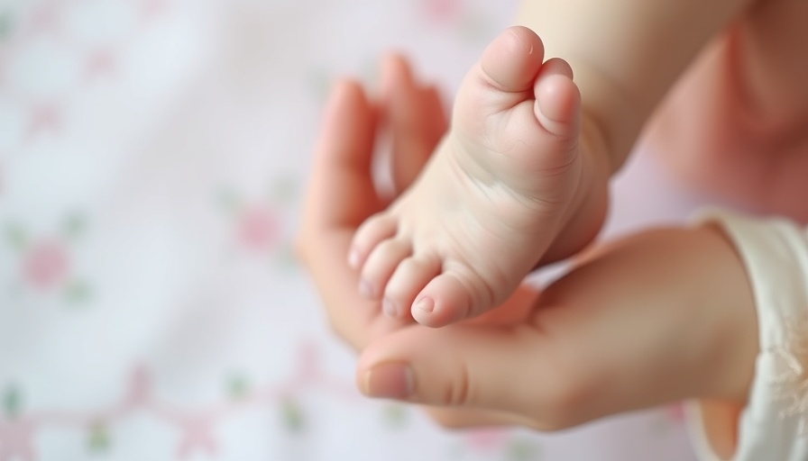Gentle care of a baby's foot in a nurturing setting.
